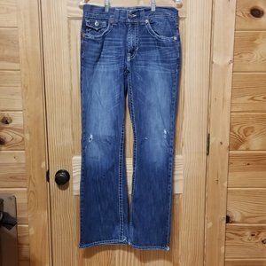 Big Star Mens Pioneer Bootcut Jeans  Stretch Distressed  31R